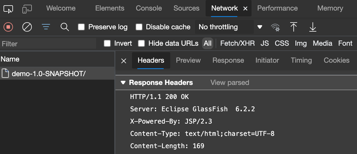 Figure 1.14 Network tab in Edge.
