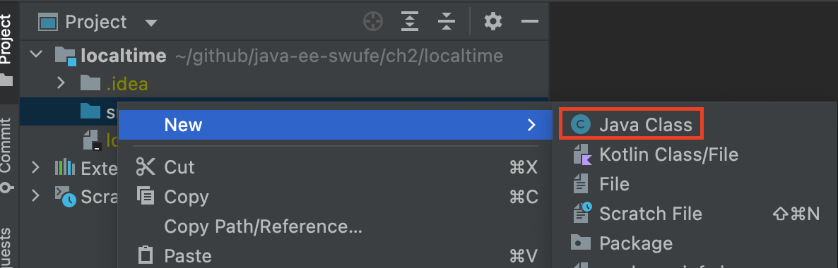 Figure 2.9 Create a Java class.