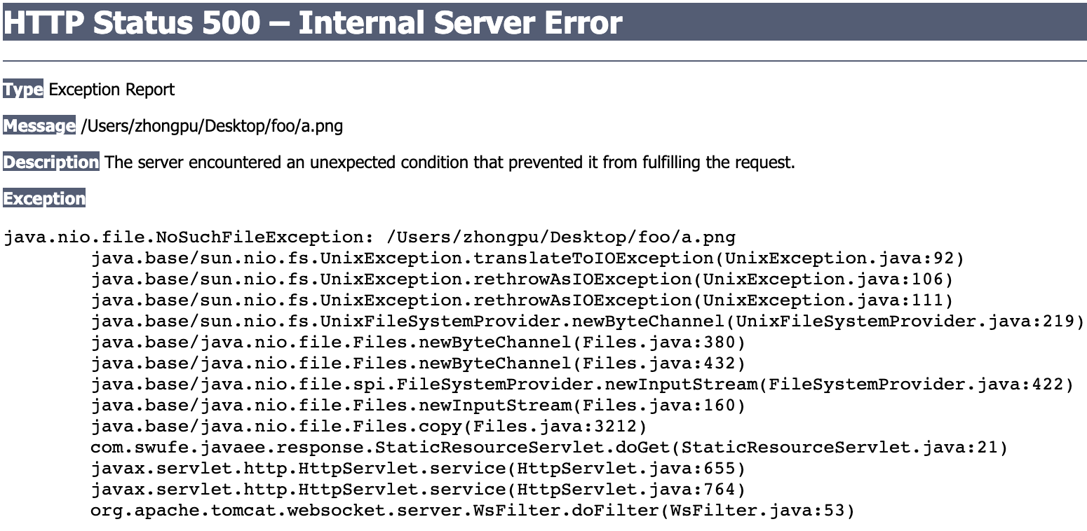Figure 3.13 HTTP status code: 500.
