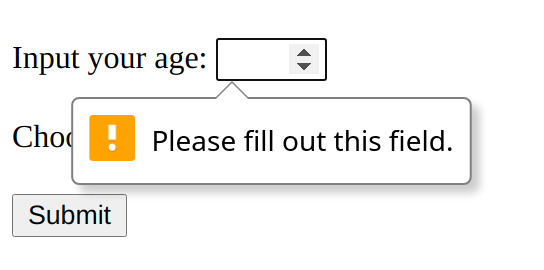Figure 3.6 Required in input elements.