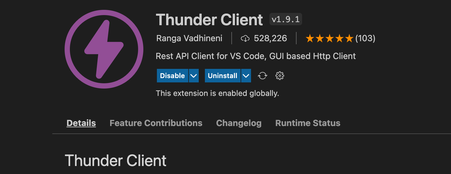 Figure 3.10 Thunder Client extension.